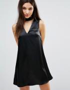 Parisian Choker Neck Shift Dress - Black