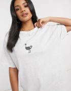 New Love Club Ostrich Oversized T-shirt-white