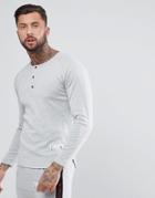 Religion Long Sleeve Top With Henley Neck - Gray