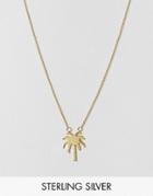 Asos Gold Plated Sterling Silver Palm Tree Necklace - Gold