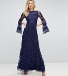 A Star Is Born Tall Embellished Maxi Dress With Long Split Sleeve - Navy