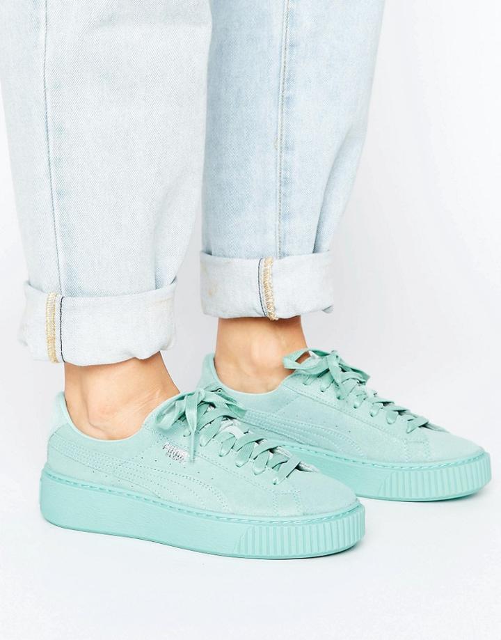 Puma Platform Sneakers In Blue Mono - Gray