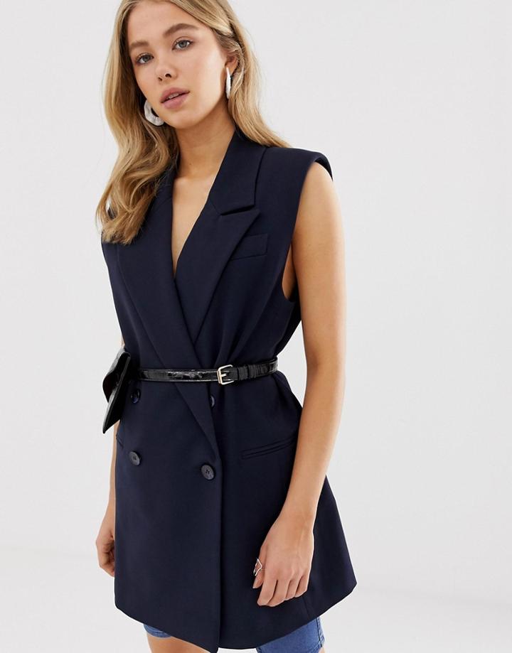 Asos Design Sleeveless Dad Blazer-navy