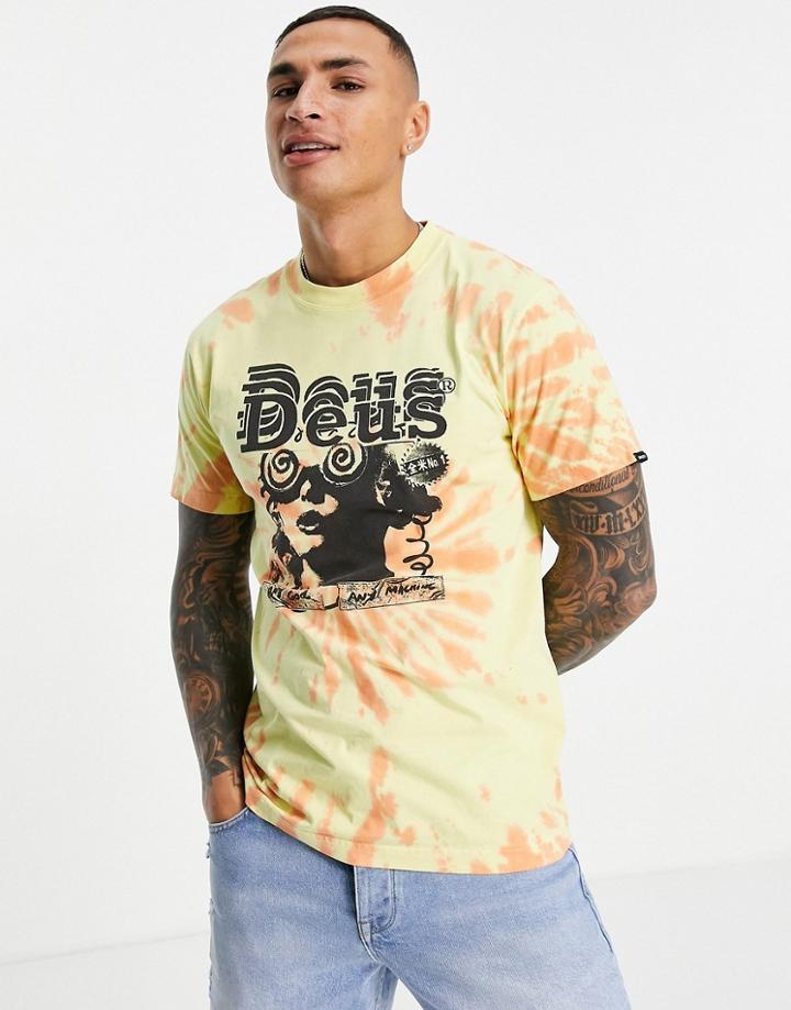 Deus Ex Machina Jukebox Recycled T-shirt In Yellow Tie Dye