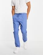 Asos Design Slim Chinos With Elasic Waist In Bright Blue-blues