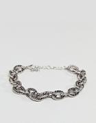Designb Engraved Cable Chain Bracelet In Antique Silver Exclusive To Asos - Silver