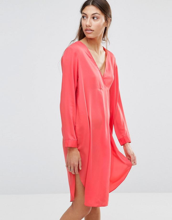 Vero Moda Overisze V Neck Dress - Pink