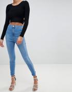 Asos Rivington High Waisted Jegging In Dusty Blue - Blue