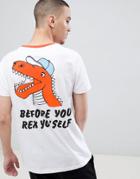 Asos Design T-shirt With Rex Dinosaur Back Print - White