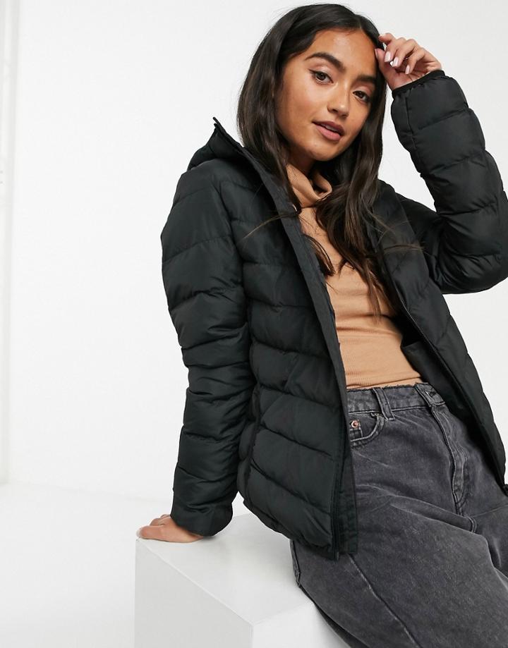 Brave Soul Grant Hooded Puffer Jacket In Black
