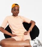 Threadbare Tall Legging Shorts And Oversized T-shirt Set In Apricot-orange