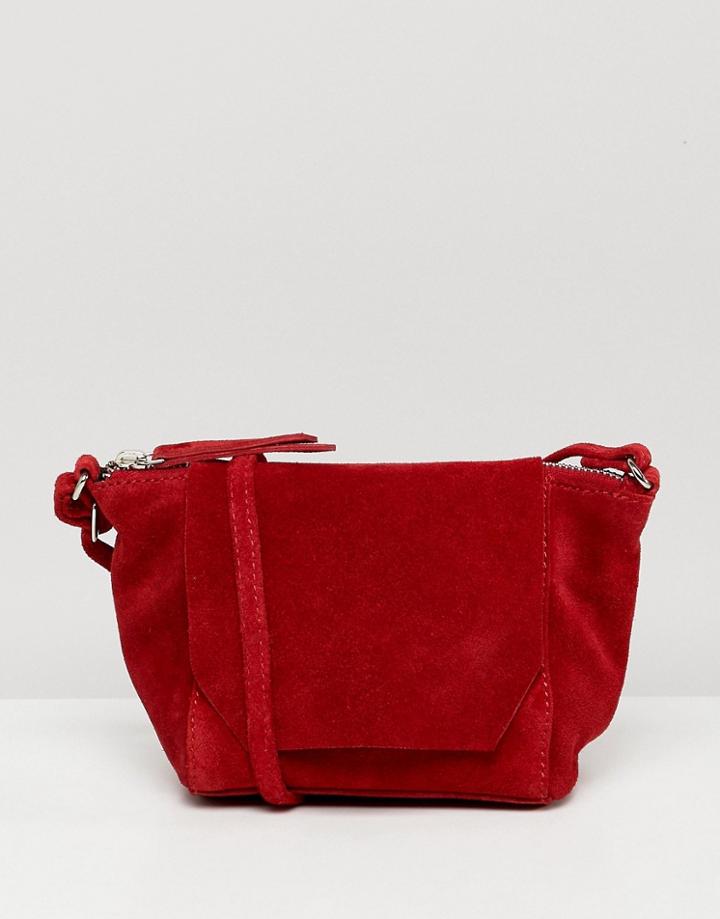 Asos Design Suede Angled Flap Cross Body Bag