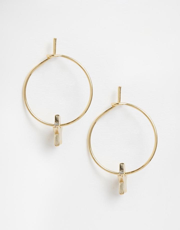 Orelia Thread Through Star Hoop Earrings - Gold