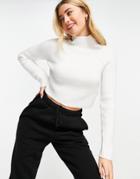 Monki Recycled Polyester Ribbed Sweater In White-green