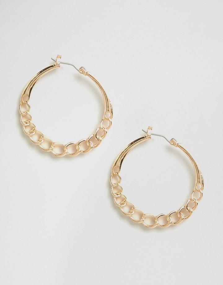 Asos Chain Hoop Earrings - Gold