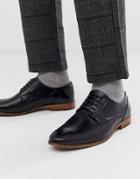 Asos Design Lace Up Shoes In Black Leather With Natural Sole