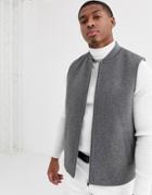 Asos Design Wool Mix Vest In Light Gray
