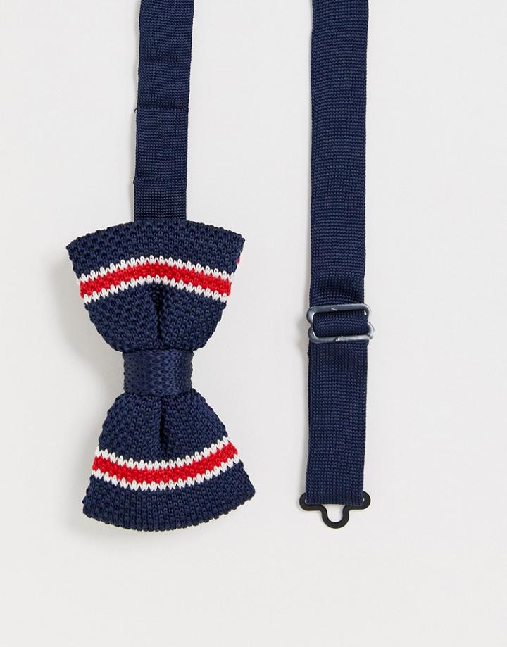 Devils Advocate Navy Knitted Stripe Bow Tie