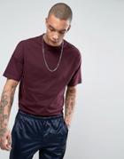 Asos Oversized T-shirt With High Neck And Cut And Sew Seams In Red - Red