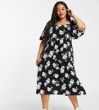 Fashion Union Plus Scoop Neck Lace Back Midaxi Dress-multi