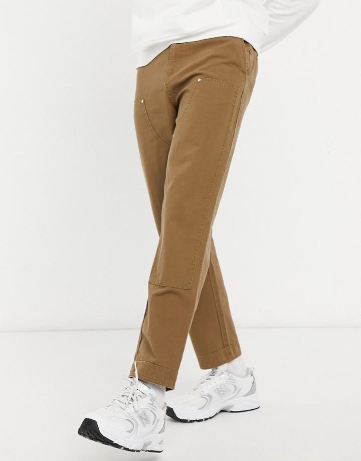 Asos Design Skater Fit Pants With Laid On Panels In Brown
