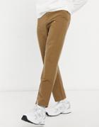 Asos Design Skater Fit Pants With Laid On Panels In Brown