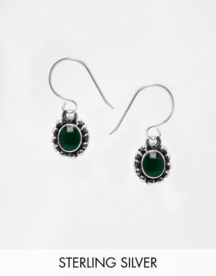 Asos Sterling Silver Traveller Drop Earrings - Green
