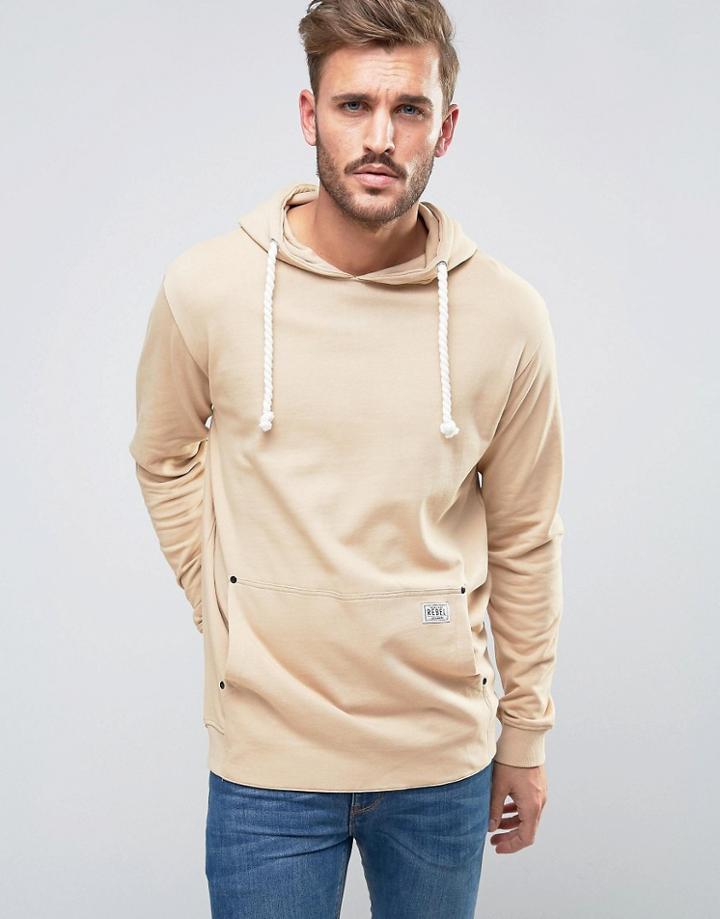 Redefined Rebel Hoodie With Oversized Pocket - Beige