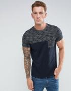 Asos T-shirt With Contrast Inject Yoke And Pocket In Navy - Navy