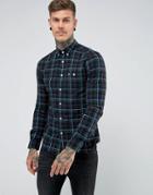 Farah Oldman Slim Fit Twill Check Shirt In Navy - Navy