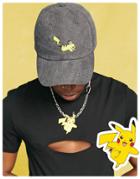 Asos Design Unisex Pokemon Soft Baseball Cap With Pikachu Embroidery In Washed Black