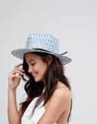 Asos Straw Geometric Fedora With Size Adjuster - Multi