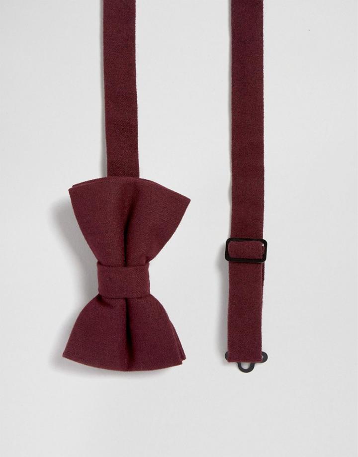 Asos Bow Tie In Textured Burgundy - Red