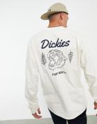 Dickies Halma Long Sleeve Back Print T-shirt In Ecru-white