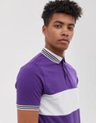 Asos Design Organic Polo Shirt With Contrast Body Body In Purple