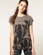 Asos T-shirt With Bear Print - Gray