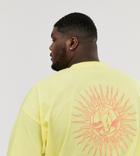 Asos Design Plus Oversized T-shirt With Back Embroidery Placement Detail-yellow