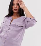 Unique21 Hero Plus Satin Shirt - Purple