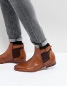 Asos Chelsea Boots In Tan Leather With Strap - Tan