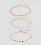 Asos Design Curve Pack Of 3 Bracelets With Delicate Chain And Disc Detail In Gold - Gold