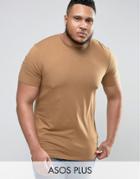 Asos Plus Longline Muscle T-shirt In Brown - Brown