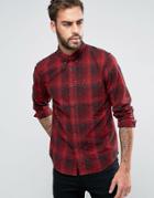 Lee Button Down Check Shirt Regular Fit Stitch Detail - Red