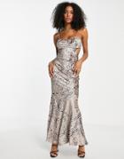 Asos Design Bias Cut Maxi Dress In Paisley Velvet Burnout-multi