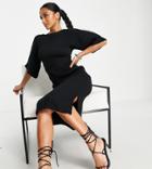 Closet London Petite Ribbed Pencil Mini Dress In Black