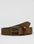Peter Werth Khaki Suede Belt With Contrast Keeper - Brown
