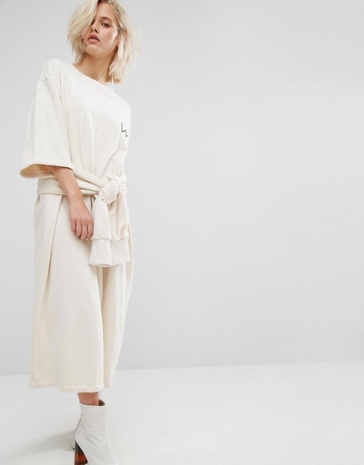 Kkxx Tie Waist Sweat Dress - Cream