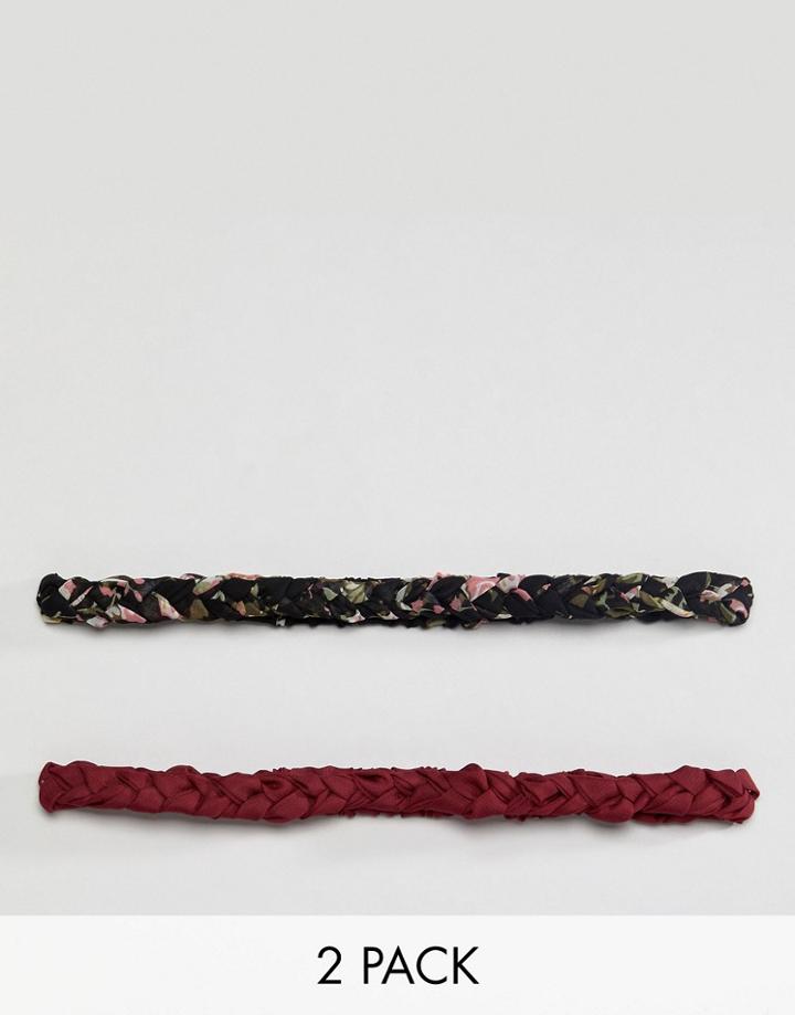 Asos Pack Of 2 Plaited Headbands - Multi