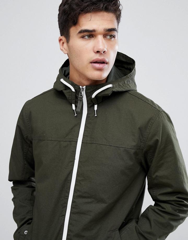 Jack & Jones Originals Lightweight Hooded Jacket With Contrast Zip - Green