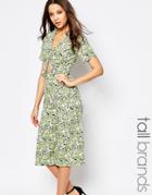 Influence Tall Culotte Jumpsuit With Knot Front - Khaki