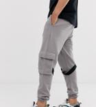 Collusion Multipocket Jogger In Charcoal - White
